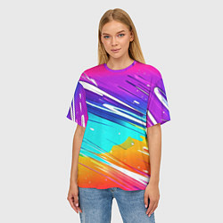 Футболка оверсайз женская Радужные брызги краски текстура, цвет: 3D-принт — фото 2