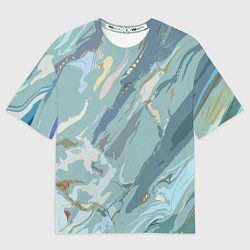 Женская футболка оверсайз Холодный голубой абстракция