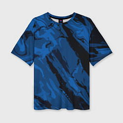 Футболка оверсайз женская Тёмный синий абстракция, цвет: 3D-принт