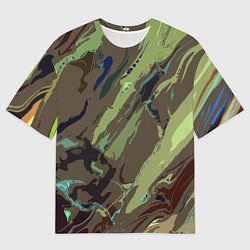 Футболка оверсайз женская Абстракция тон хаки, цвет: 3D-принт