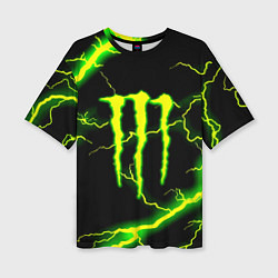 Футболка оверсайз женская Monster energy зелёные молнии, цвет: 3D-принт