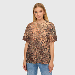 Футболка оверсайз женская Светлый коричневый абстрактная текстура, цвет: 3D-принт — фото 2