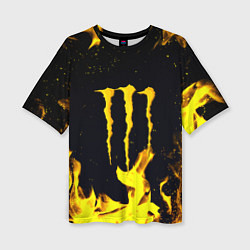 Футболка оверсайз женская Monster energy yellow fire, цвет: 3D-принт