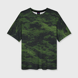 Футболка оверсайз женская Темно-зеленая камуфляжная текстура, цвет: 3D-принт