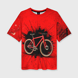 Футболка оверсайз женская Трековый велосипед на красном, цвет: 3D-принт