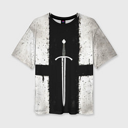 Футболка оверсайз женская Шпага на черно-белом, цвет: 3D-принт