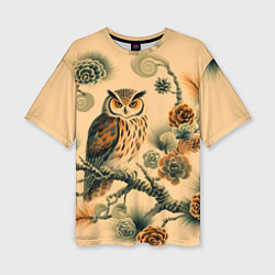 Футболка оверсайз женская Сова на ветке сосны, цвет: 3D-принт