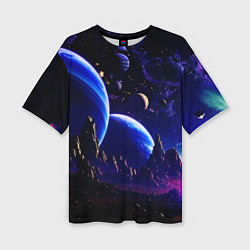 Футболка оверсайз женская Фантастический космос тёмно-синий, цвет: 3D-принт