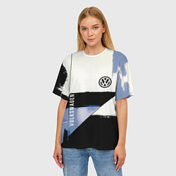 Футболка оверсайз женская Volkswagen логотип, цвет: 3D-принт — фото 2