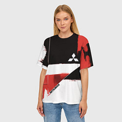 Футболка оверсайз женская Митсубиси логотип, цвет: 3D-принт — фото 2