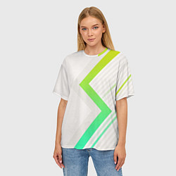 Футболка оверсайз женская Color white line green, цвет: 3D-принт — фото 2