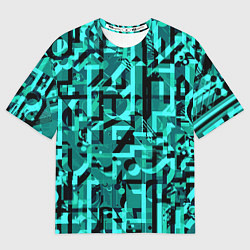 Футболка оверсайз женская Неоновый голубой объёмный эффект, цвет: 3D-принт