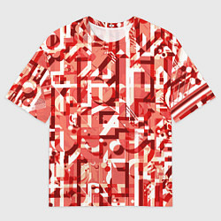 Футболка оверсайз женская Красно-белый объёмный эффект, цвет: 3D-принт