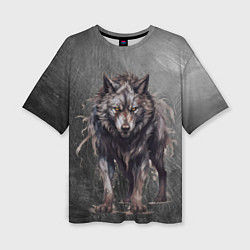 Женская футболка оверсайз The fierce wolf