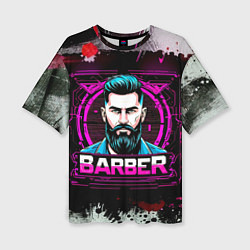 Футболка оверсайз женская Барбер в фиолете, цвет: 3D-принт