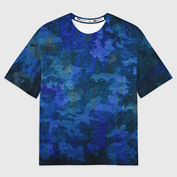 Футболка оверсайз женская Абстракция - blue uniform camouflage, цвет: 3D-принт