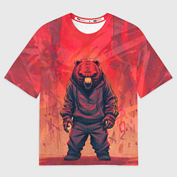 Футболка оверсайз женская Мишка на спорте, цвет: 3D-принт