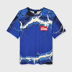 Футболка оверсайз женская Russia blue abstract, цвет: 3D-принт