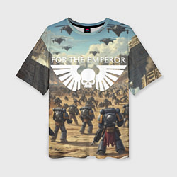 Футболка оверсайз женская Warhammer 40k поле боя, цвет: 3D-принт