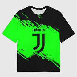 Футболка оверсайз женская Juventus черные краски, цвет: 3D-принт