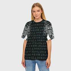Футболка оверсайз женская Руны и татуировки викингов, цвет: 3D-принт — фото 2