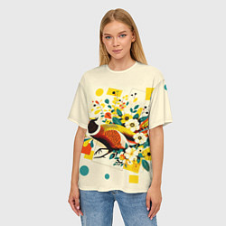 Футболка оверсайз женская Абстракция фазан, цвет: 3D-принт — фото 2