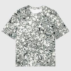 Женская футболка оверсайз Серый абстрактный с белыми кляксами