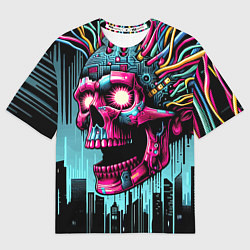 Футболка оверсайз женская Cyber skull - ai art fantasy, цвет: 3D-принт