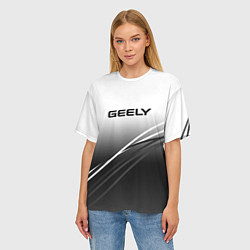 Футболка оверсайз женская Geely градиент из белого в тёмный с полосами, цвет: 3D-принт — фото 2