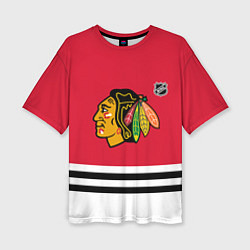 Футболка оверсайз женская Чикаго Блэкхокс хоккей, цвет: 3D-принт