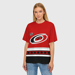 Футболка оверсайз женская Каролина Харрикейнз хоккей, цвет: 3D-принт — фото 2