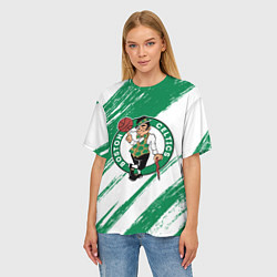 Футболка оверсайз женская Boston Celtics white and green, цвет: 3D-принт — фото 2