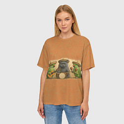 Футболка оверсайз женская Надежды маленький оркестрик в оранжевом, цвет: 3D-принт — фото 2