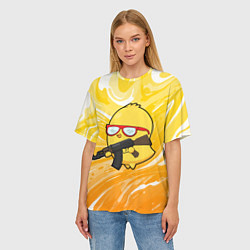 Футболка оверсайз женская Курица и автомат, цвет: 3D-принт — фото 2