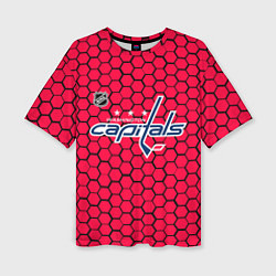 Футболка оверсайз женская Вашингтон Кэпиталз - красные соты, цвет: 3D-принт