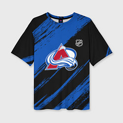 Футболка оверсайз женская Колорадо Эвеланш - синий и черный, цвет: 3D-принт