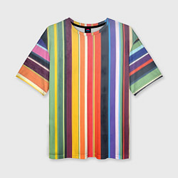 Футболка оверсайз женская Разноцветная полоска, цвет: 3D-принт