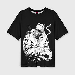 Футболка оверсайз женская Скелет с кружкой, цвет: 3D-принт