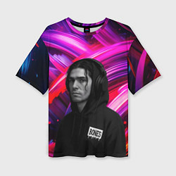 Футболка оверсайз женская Bones в наушниках, цвет: 3D-принт