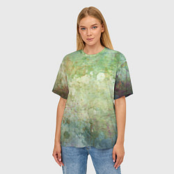 Футболка оверсайз женская Абстракция - faded spots on a green background, цвет: 3D-принт — фото 2