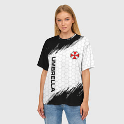 Футболка оверсайз женская Амбрелла - белые соты, цвет: 3D-принт — фото 2