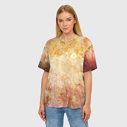 Футболка оверсайз женская Абстракция - drops corroded by bleach on an orange, цвет: 3D-принт — фото 2