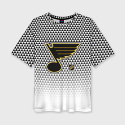 Футболка оверсайз женская Сент Луис Блюз - белый градиент, цвет: 3D-принт