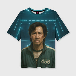 Футболка оверсайз женская Игрок 456 грустный - Игра в кальмара, цвет: 3D-принт