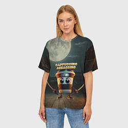 Футболка оверсайз женская Cappuccino Assassino мем, цвет: 3D-принт — фото 2