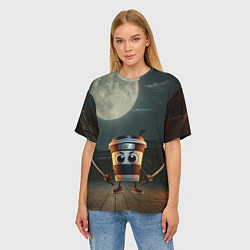 Футболка оверсайз женская Капучино Ассассино мем, цвет: 3D-принт — фото 2