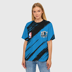 Футболка оверсайз женская Даллас Маверикс - черно синий, цвет: 3D-принт — фото 2
