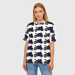Футболка оверсайз женская The motorcycle is dark purple, цвет: 3D-принт — фото 2