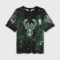 Футболка оверсайз женская Милуоки Бакс - баскетбол, цвет: 3D-принт