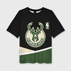 Футболка оверсайз женская Милуоки Бакс - линии, цвет: 3D-принт